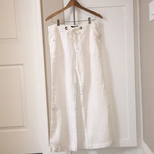 Sanctuary Wide Leg White Linen Pants Size 8